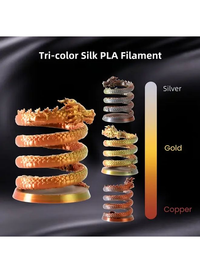 Tricolor Gold Silver Copper PLA 3D Printer Filament 1.75mm 0.25kg Spool - Image 3